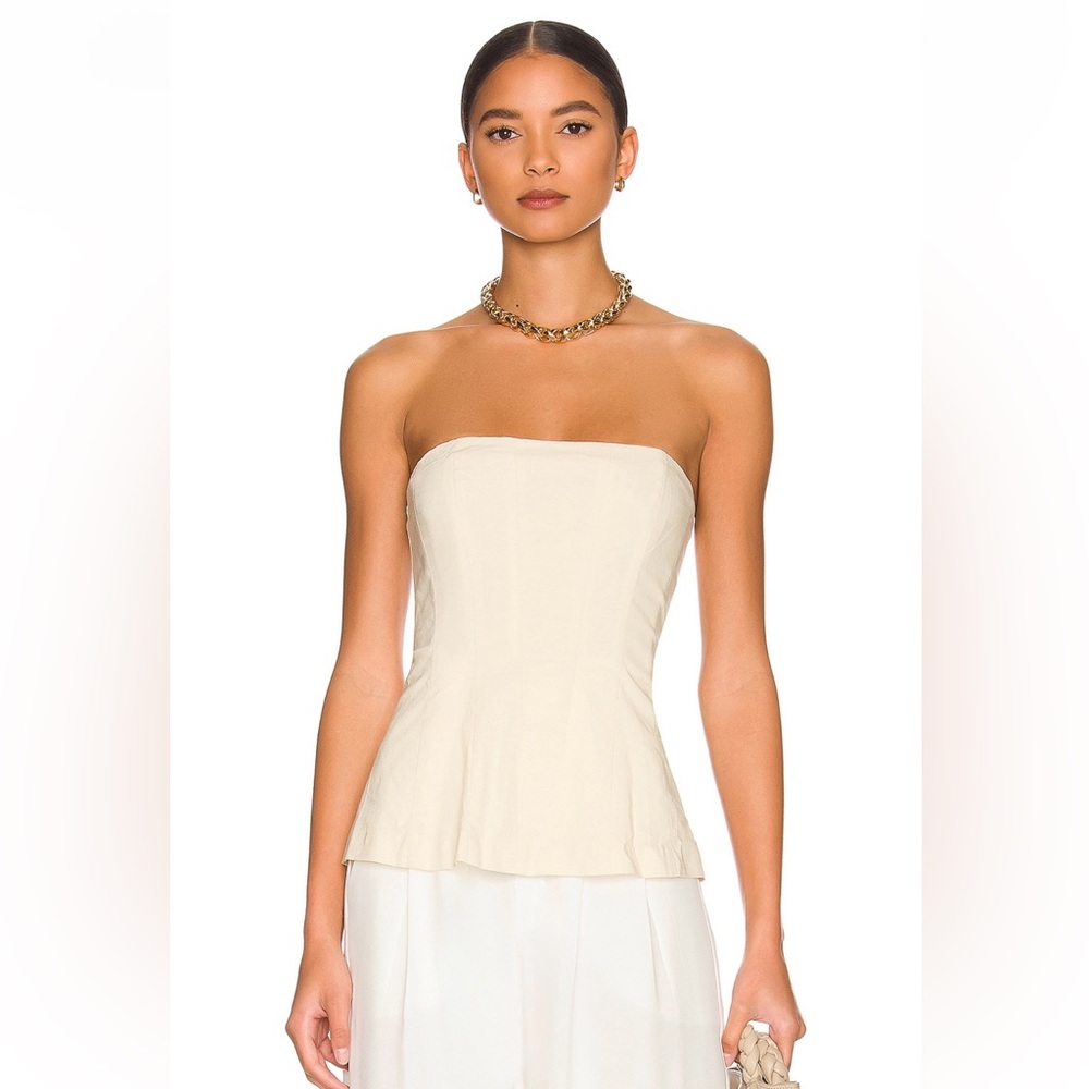NWT L’Academie Lorena Strapless Top in Beige